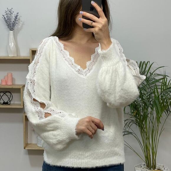 Sweet Lovely by Jen Fuzzy Lace Sweater - Picture 1 of 9